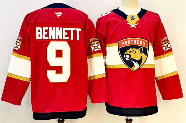 Men's Red Florida Panthers #9 Sam Bennett 2024-25 Home Stitched Hockey Jersey